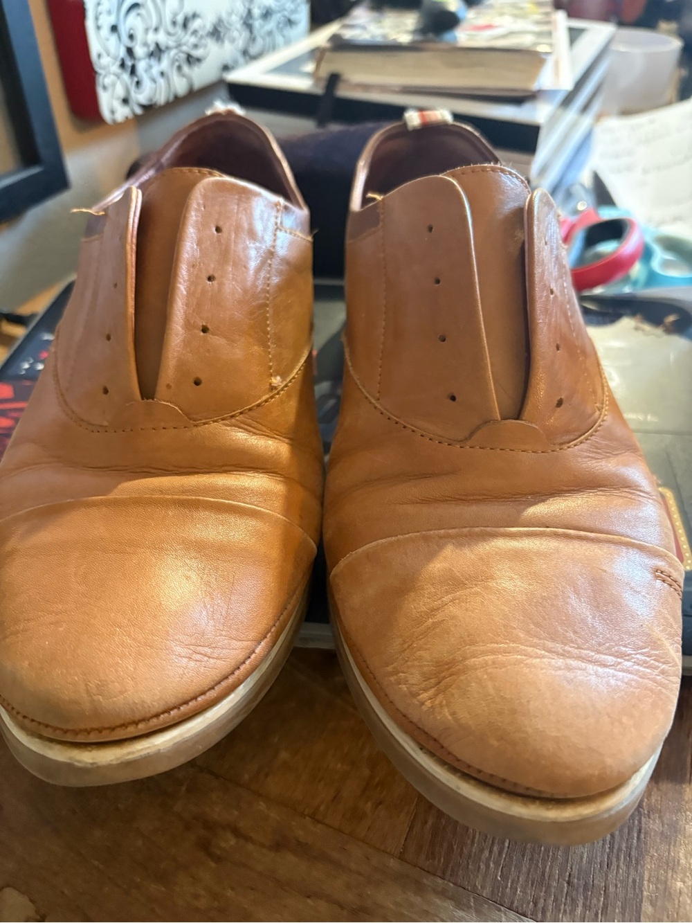 PIKOLINOS Women's Pyrgo Laceless Leather Oxford Shoes 40 or 9.5/10 Tan